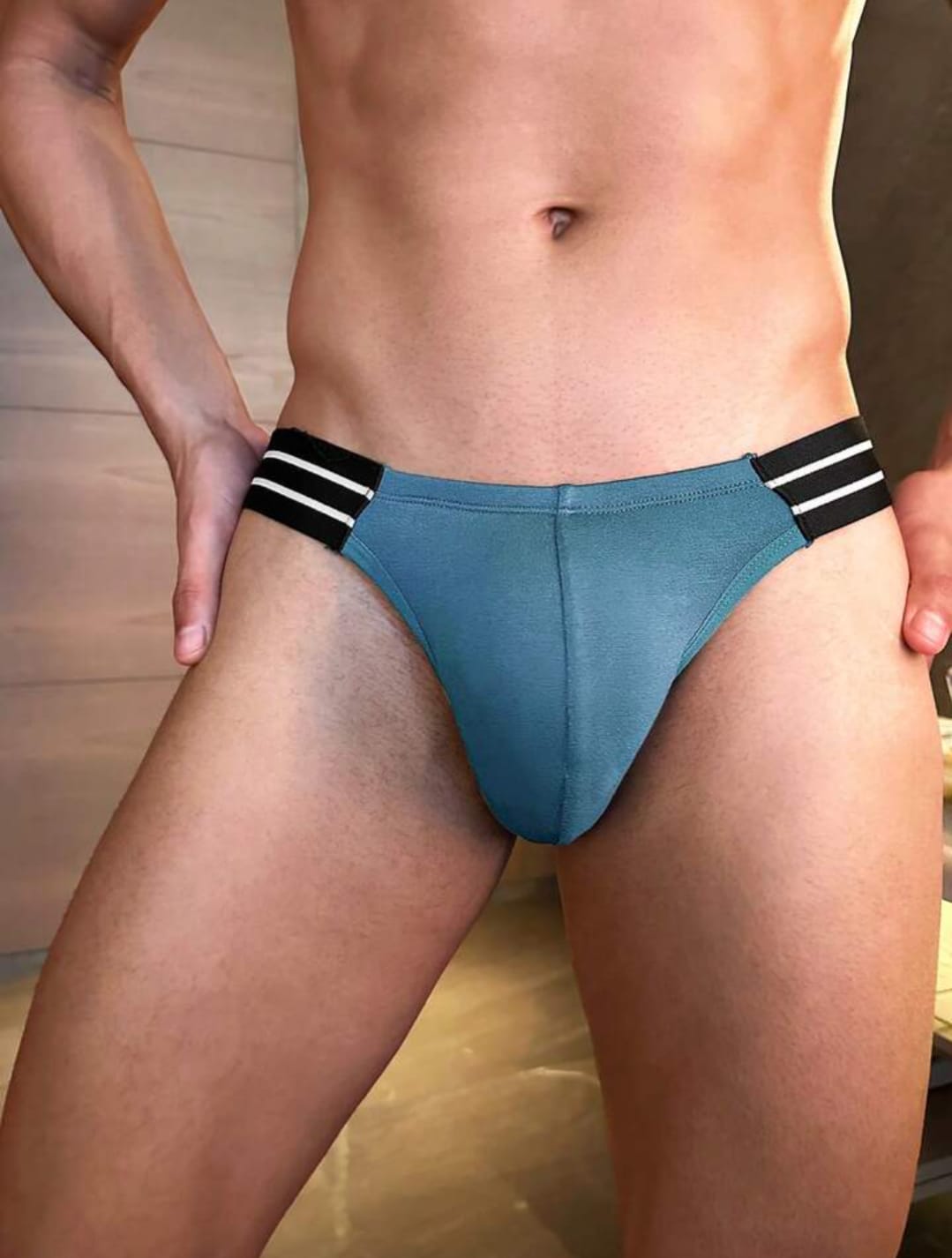 Men's Solid  Color Fashion Briefs, Suitable For Summer Casual